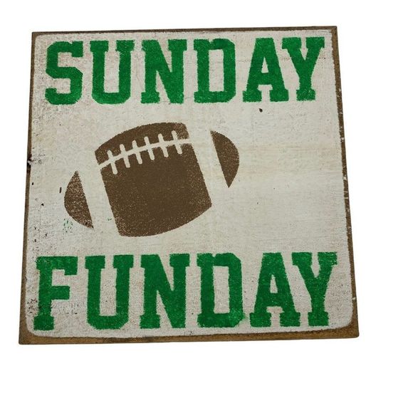 Seven Anchors Sunday Funday Football Home Decore Sign Picture Wood 0711 - Picture 1 of 7